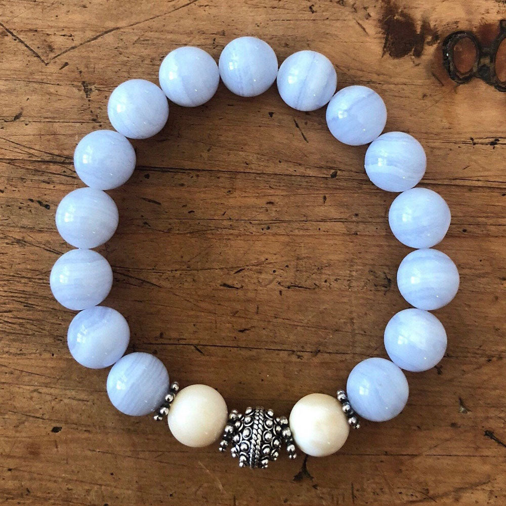 13mm blue lace agate bracelet – CrystalHealstals